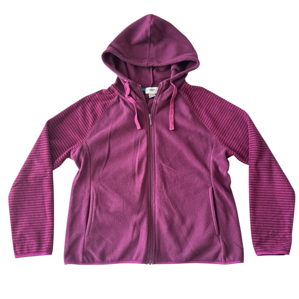 Hooded Zip-Up Fleece Jacket, Size M petite